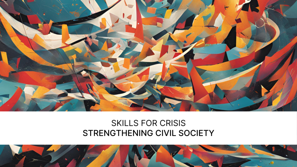 Skills for Crisis - Strengthening Civil Society. abstract and colorful shattered pieces